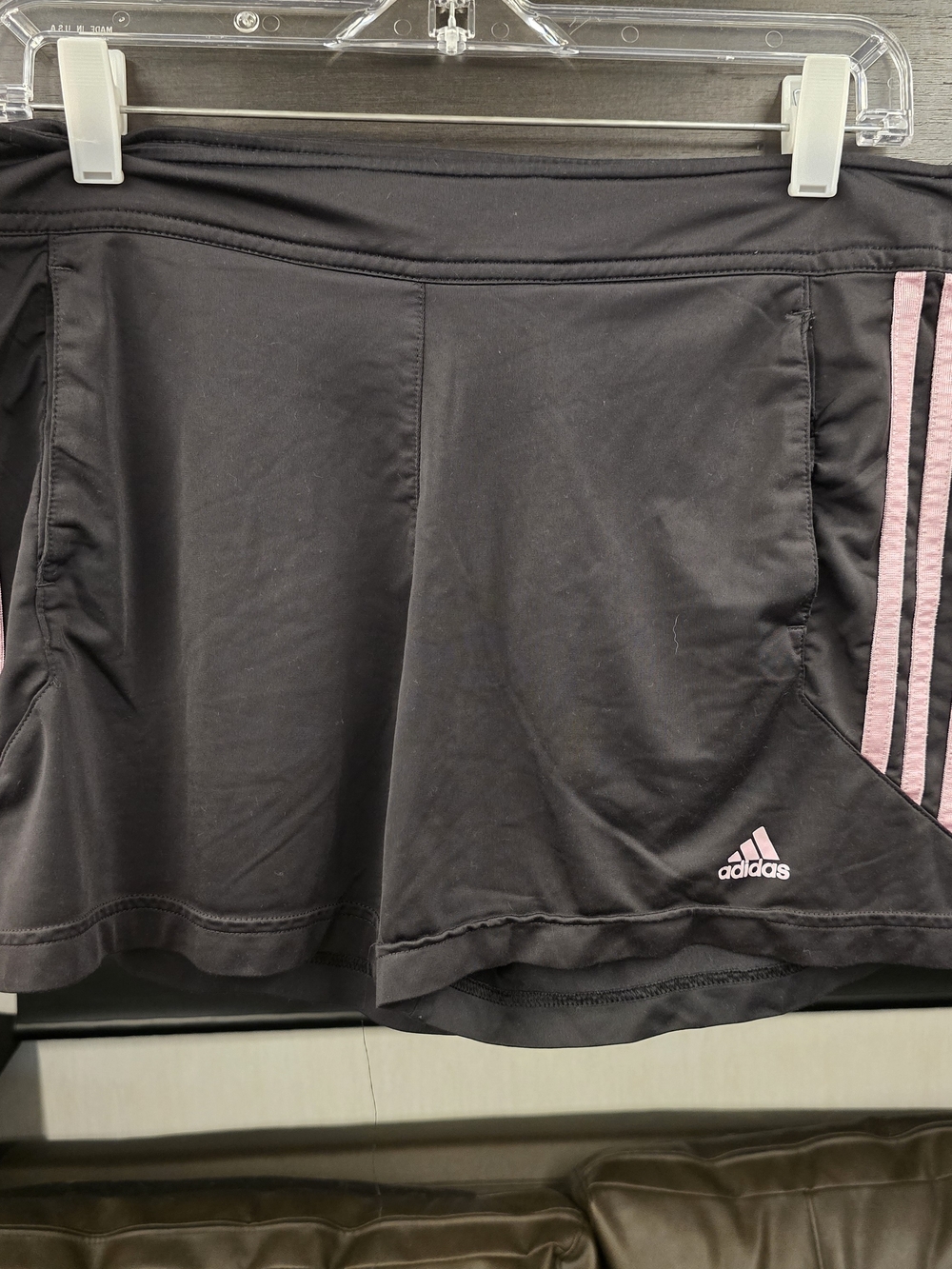 Adidas Black Athletic Shorts with Pink Accents, Size M